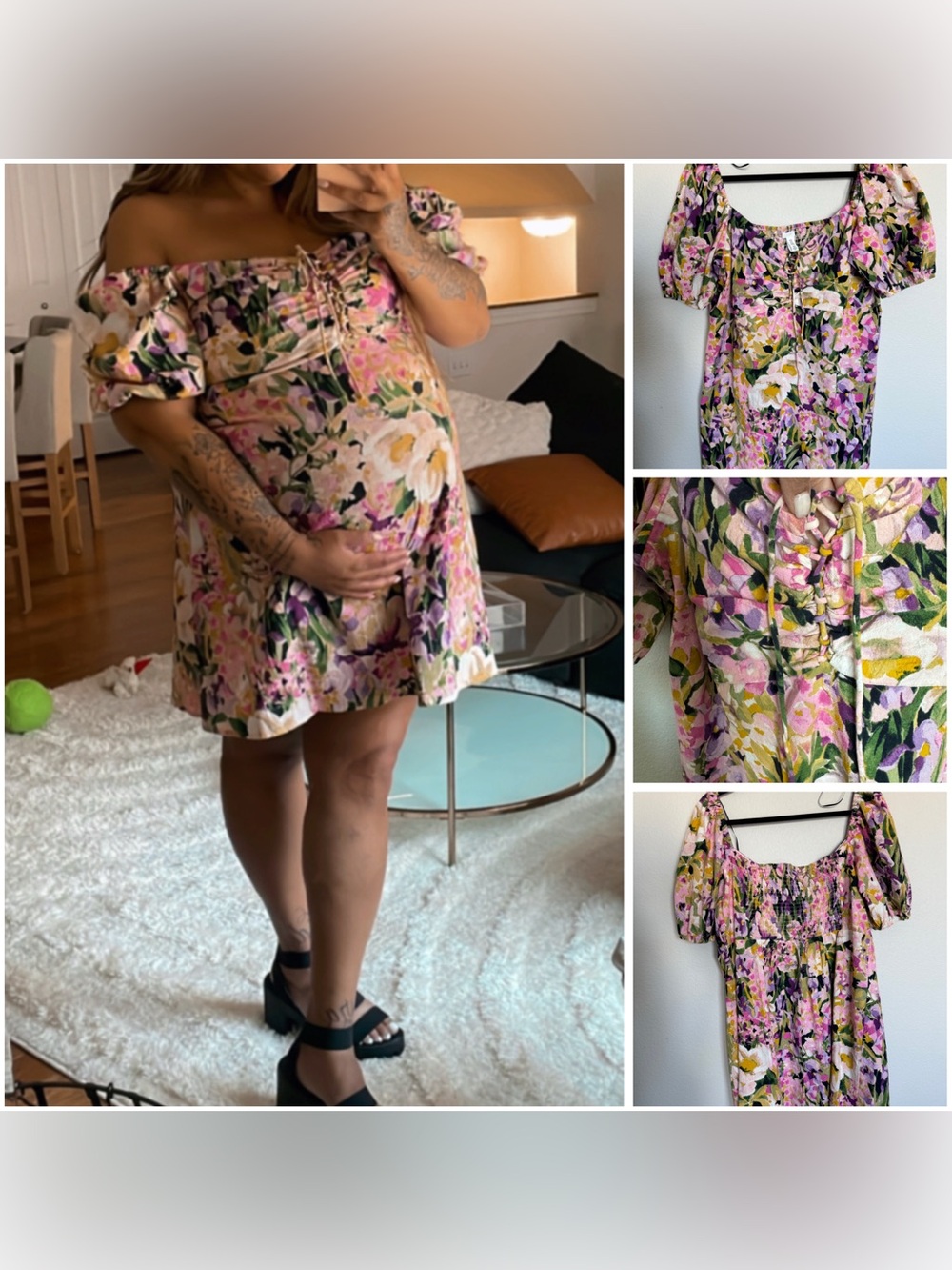 H&M Multicolor Floral Midi Dress